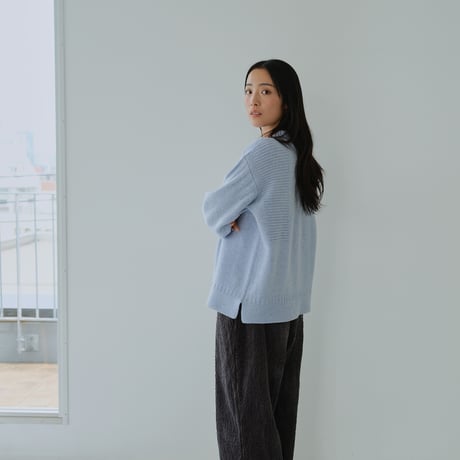 幾何学編み ウールプルオーバーニット（国産糸使用）