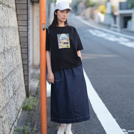 ウォッシュドステッチデニムスカート
