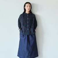 フロントフリル チェックシャツブラウス