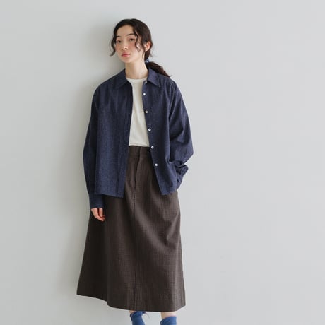 シルク混ミニマルストレートシルエットの開襟シャツジャケット