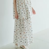 ドッグプリント コットンフレアスカート