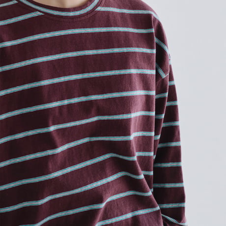 ボーダードロップショルダー長袖Tシャツ