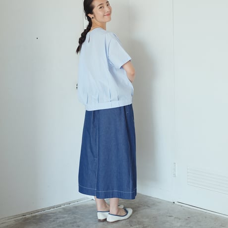 ウォッシュドステッチデニムスカート