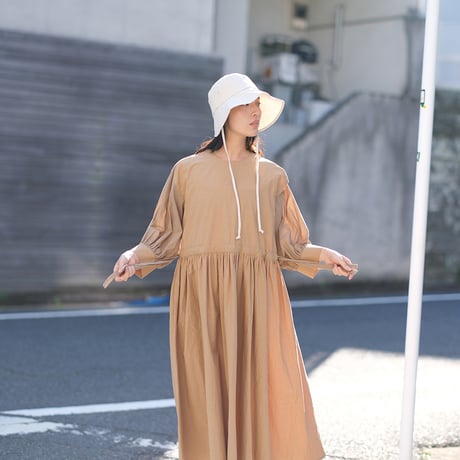 綿リネン細チェック バケットハット