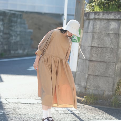 綿リネン細チェック バケットハット