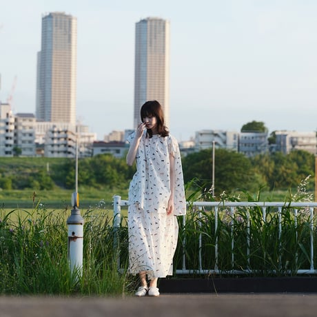 ドッグプリント コットンフレアスカート
