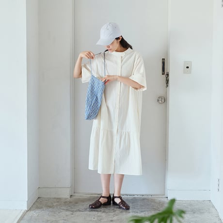 コットンテクスチャー マーメイドラインワンピース