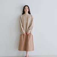 リネンストライプ刺繍カットワークシャツ