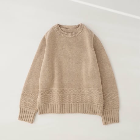 裾フラワー柄 プルオーバーニット