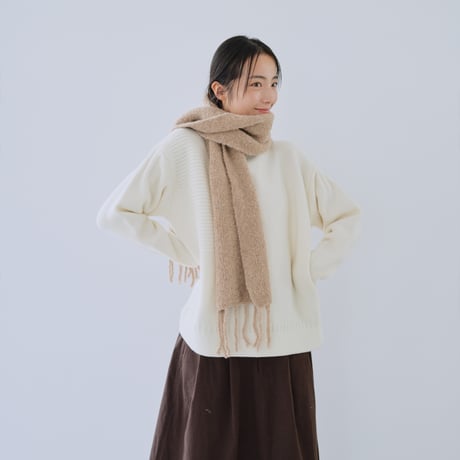 幾何学編み ウールプルオーバーニット（国産糸使用）