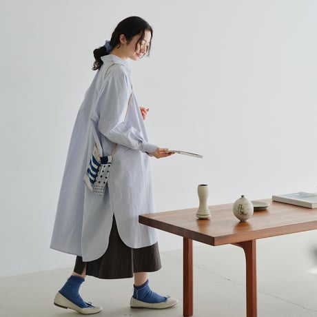 ボタニカルカラー オーバーサイズロングシャツコート