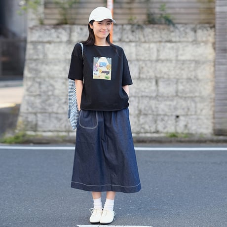 ウォッシュドステッチデニムスカート