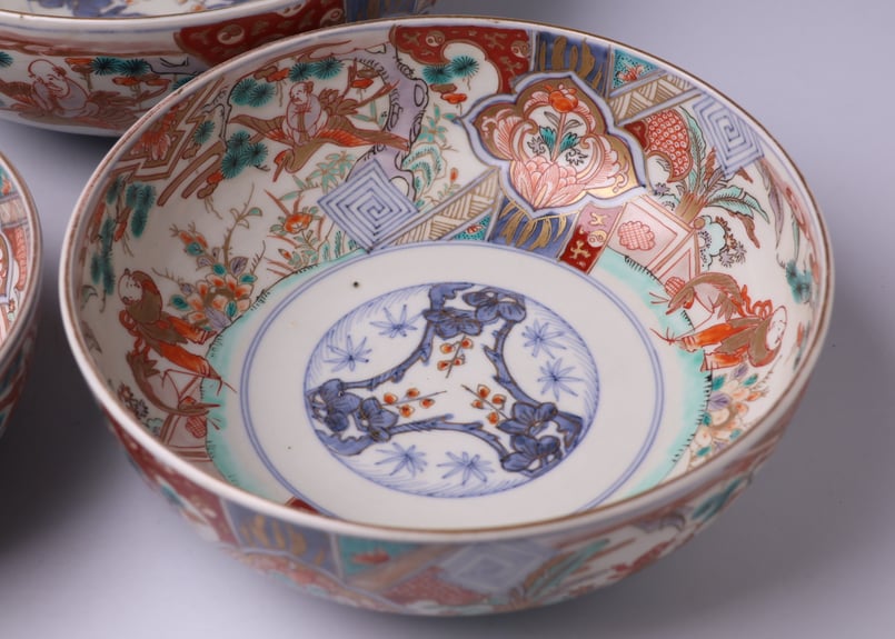 深鉢　伊万里焼　錦手伊万里 深鉢 伊万里焼 錦手伊万里 古伊万里 染錦 鉢 7客 径11.2