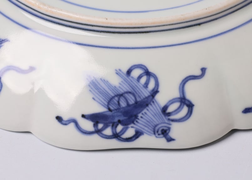 098 染付 水仙 藤 菊 古伊万里 七寸皿 | あさい骨董店