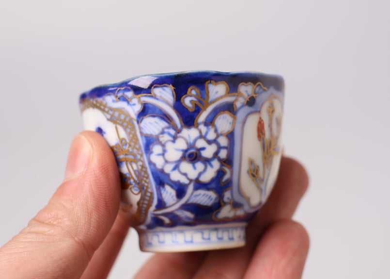 177 色絵 伊万里焼 花 鳥 通り物 覗き猪口 | あさい骨董店