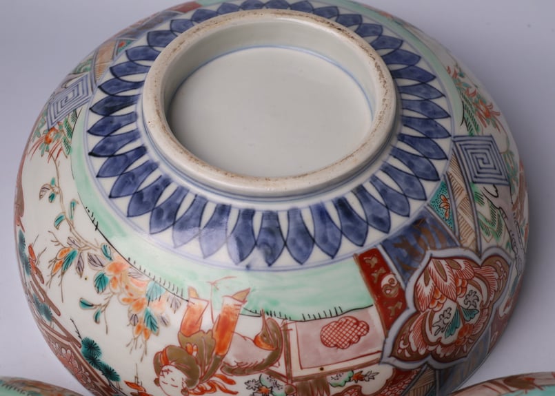 053 錦手 伊万里焼 鶴仙人 唐子 三つ鉢 | あさい骨董店