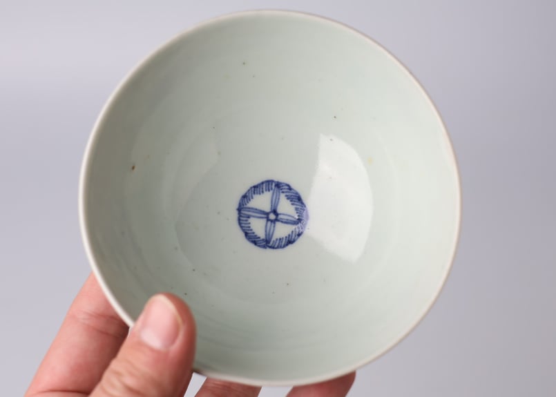 133 染付 古伊万里 稲束 雀 蓋茶碗 | あさい骨董店