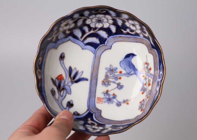 173 色絵 伊万里焼 花 鳥 通り物 膾皿 | あさい骨董店
