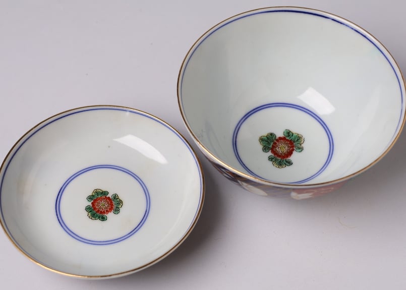 244 錦手 大聖寺伊万里 捻り紋 菊 通り物 蓋茶碗 | あさい骨董店