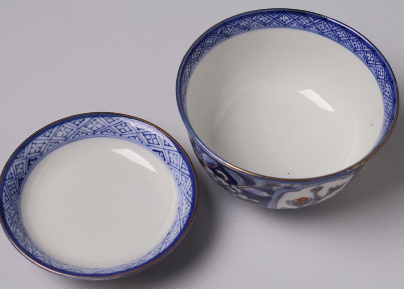 178 色絵 伊万里焼 花 鳥 通り物 蓋茶碗 | あさい骨董店