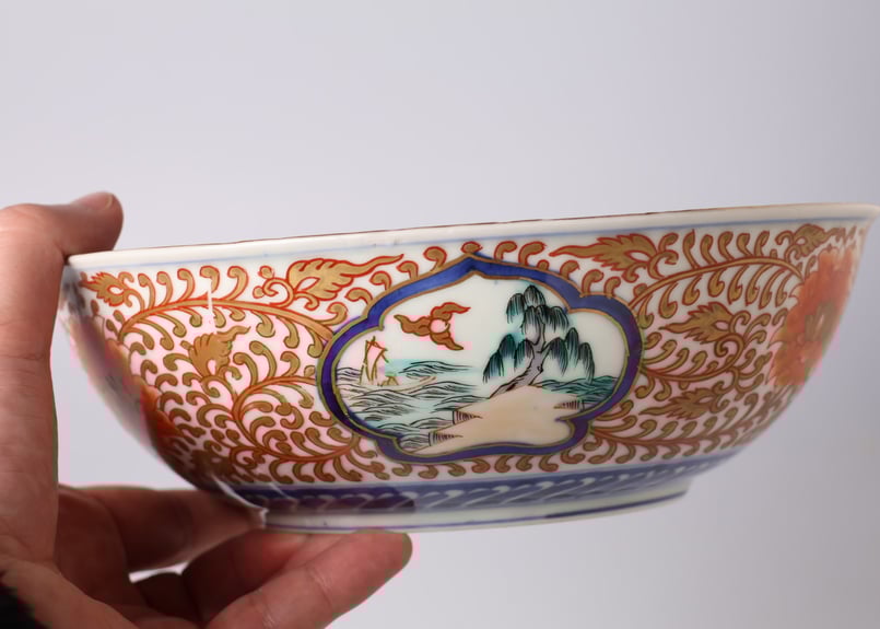 181 錦手 古伊万里 花 金唐草 七寸鉢 | あさい骨董店