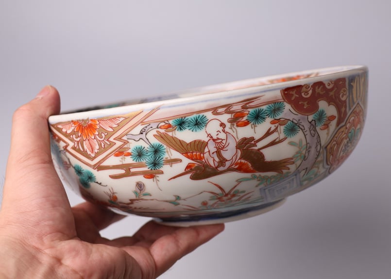 053 錦手 伊万里焼 鶴仙人 唐子 三つ鉢 | あさい骨董店