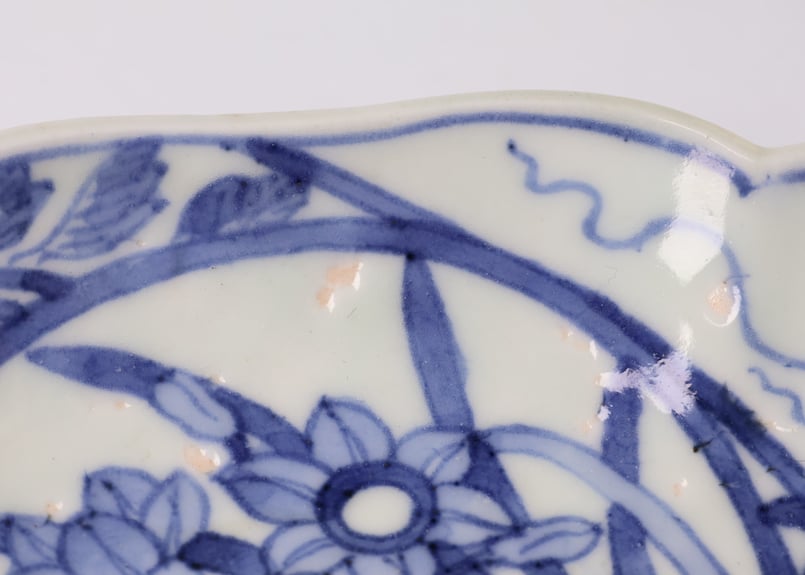 098 染付 水仙 藤 菊 古伊万里 七寸皿 | あさい骨董店