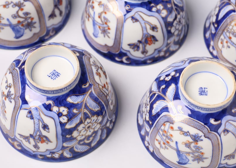 178 色絵 伊万里焼 花 鳥 通り物 蓋茶碗 | あさい骨董店