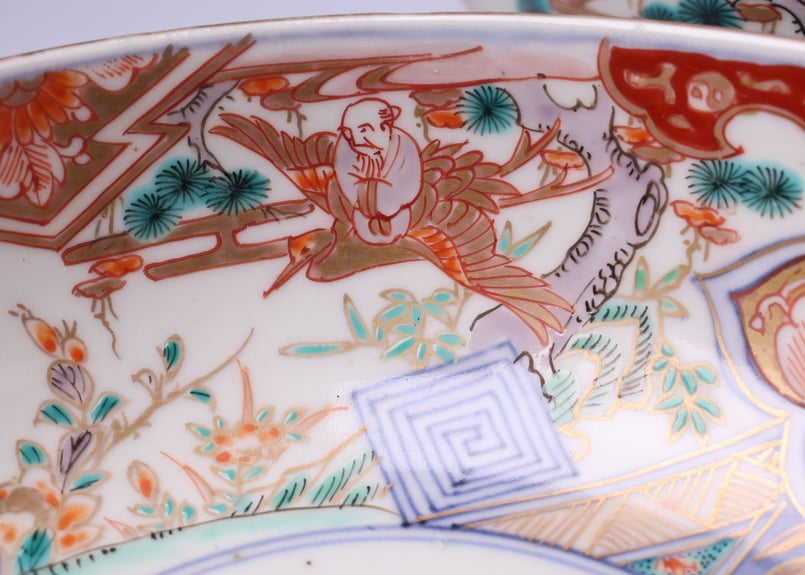 053 錦手 伊万里焼 鶴仙人 唐子 三つ鉢 | あさい骨董店