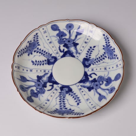 古伊万里 古伊万里 染付 竹林賢人図 輪花型 七寸皿 - 生活骨董と古布の