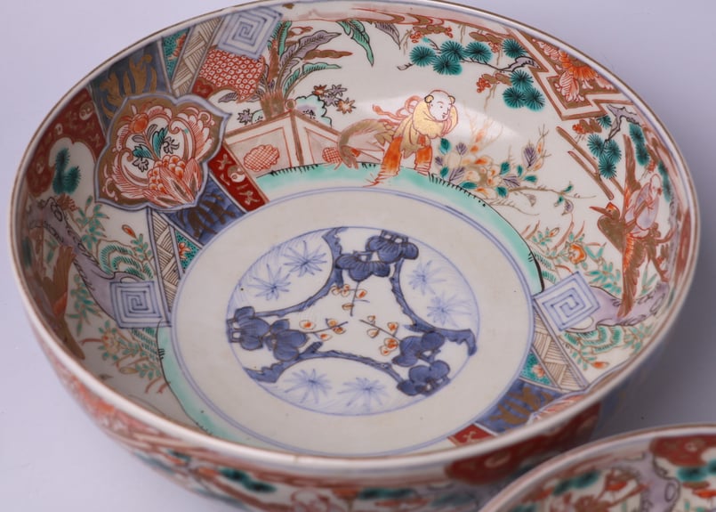 053 錦手 伊万里焼 鶴仙人 唐子 三つ鉢 | あさい骨董店