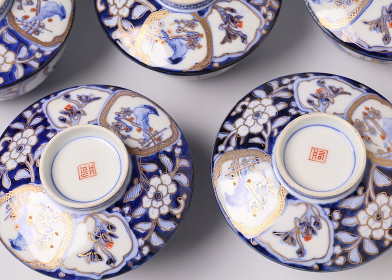 古伊万里　色絵　竹に雀図　向付　りん茶碗　５客　A507AS-fbvt 向付・猪口 - 古美術 双葉葵 ONLINE SHOP