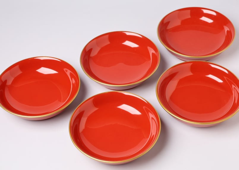 195 朱塗 木製本漆 漆器 菓子皿 | あさい骨董店