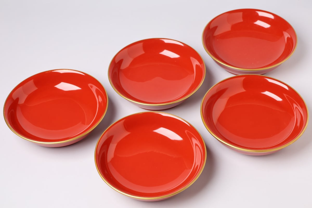 195 朱塗 木製本漆 漆器 菓子皿 | あさい骨董店
