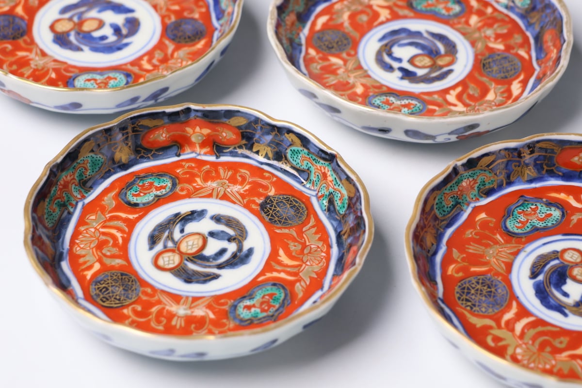 古代中国錦手小皿六枚 227 錦手 古伊万里 花 小皿 | あさい骨董店