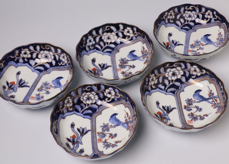 173 色絵 伊万里焼 花 鳥 通り物 膾皿 | あさい骨董店