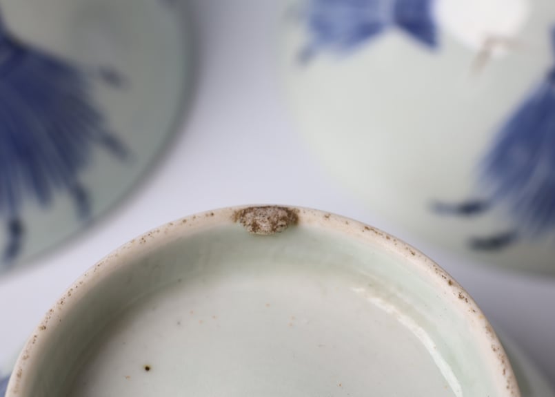 133 染付 古伊万里 稲束 雀 蓋茶碗 | あさい骨董店