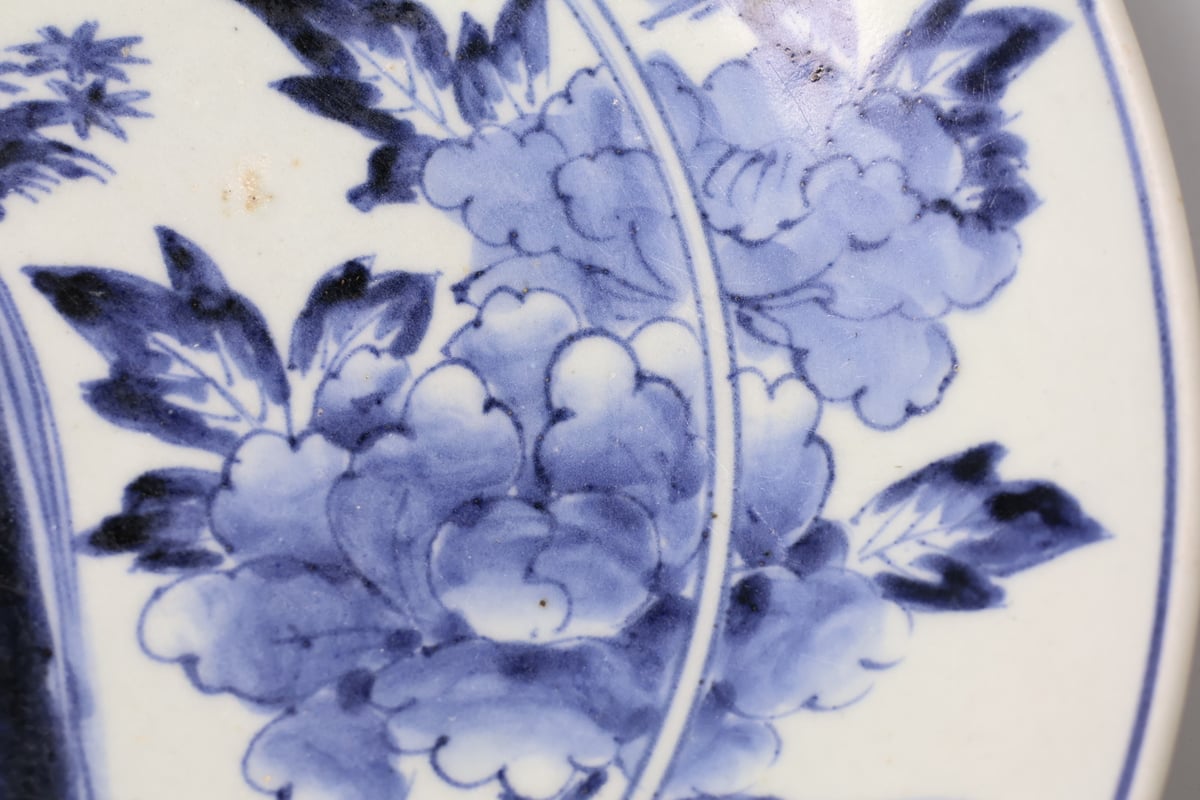 144 染付 古伊万里 牡丹 梅 蛸唐草 尺皿 大皿 | あさい骨董店
