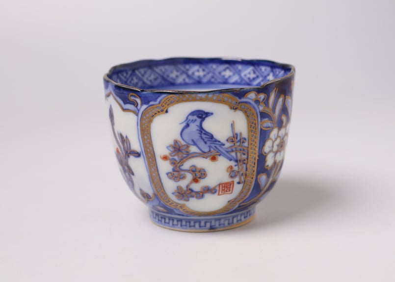 伊万里色絵花鳥図　茶壺　古伊万里　骨董　R1181お12 伊万里色絵花鳥図 茶壺 古伊万里 骨董 R1181お12