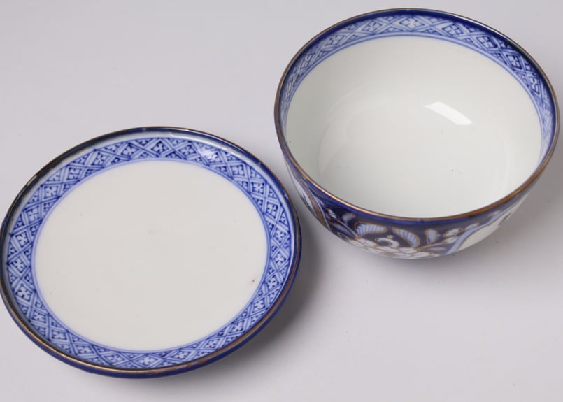 179 色絵 伊万里焼 花 鳥 通り物 蒸茶碗 | あさい骨董店