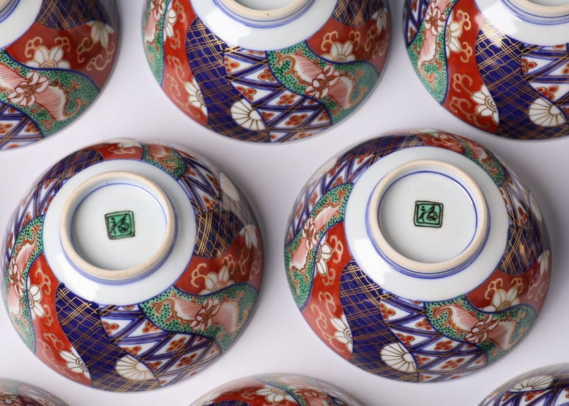 244 錦手 大聖寺伊万里 捻り紋 菊 通り物 蓋茶碗 | あさい骨董店