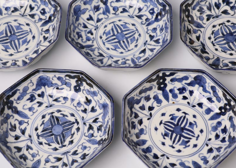 213 染付 古伊万里 花 八角 膾皿 | あさい骨董店