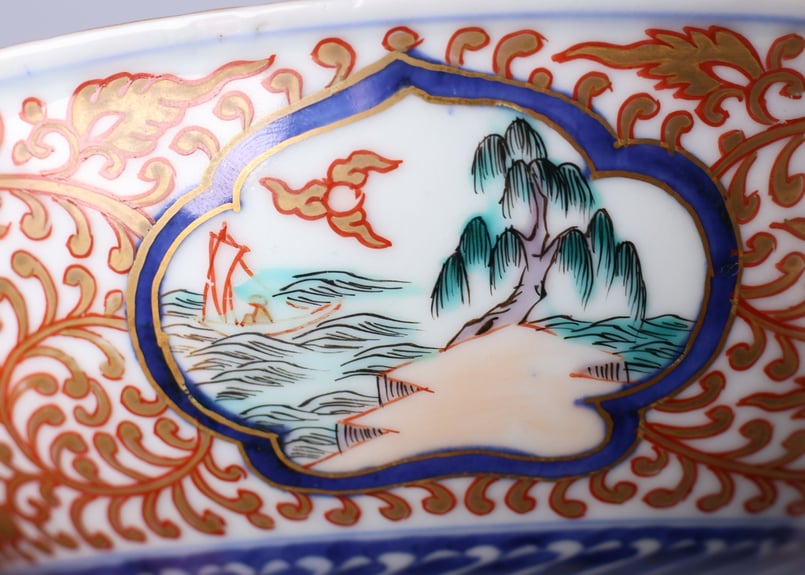 181 錦手 古伊万里 花 金唐草 七寸鉢 | あさい骨董店