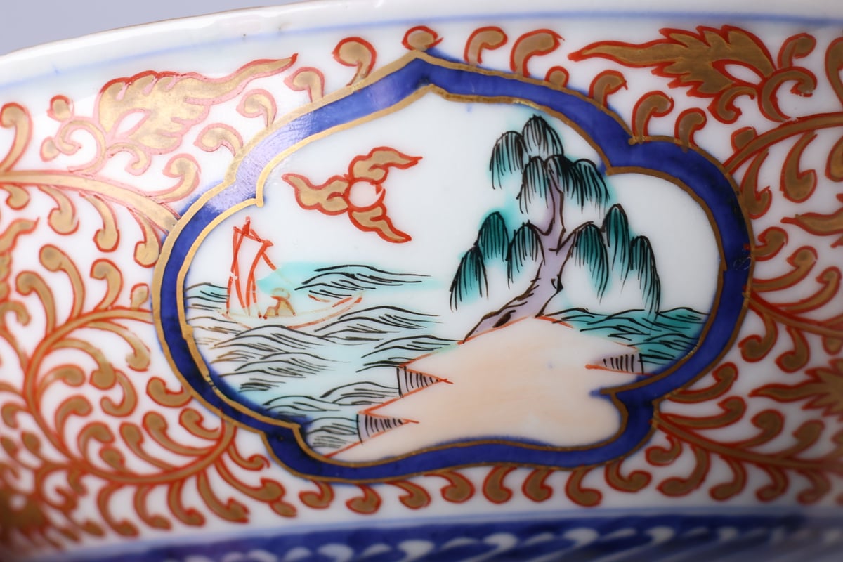 181 錦手 古伊万里 花 金唐草 七寸鉢 | あさい骨董店