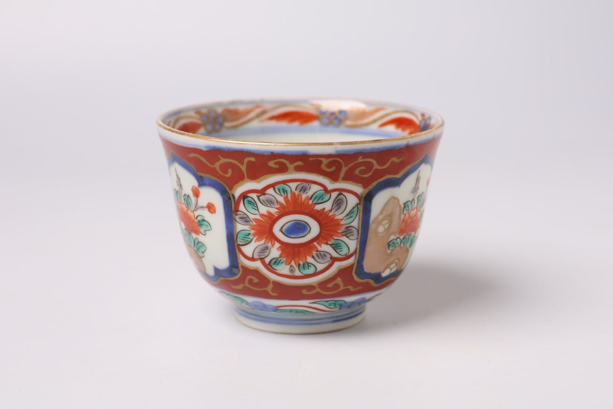 191 錦手 古伊万里 花 中猪口 | あさい骨董店