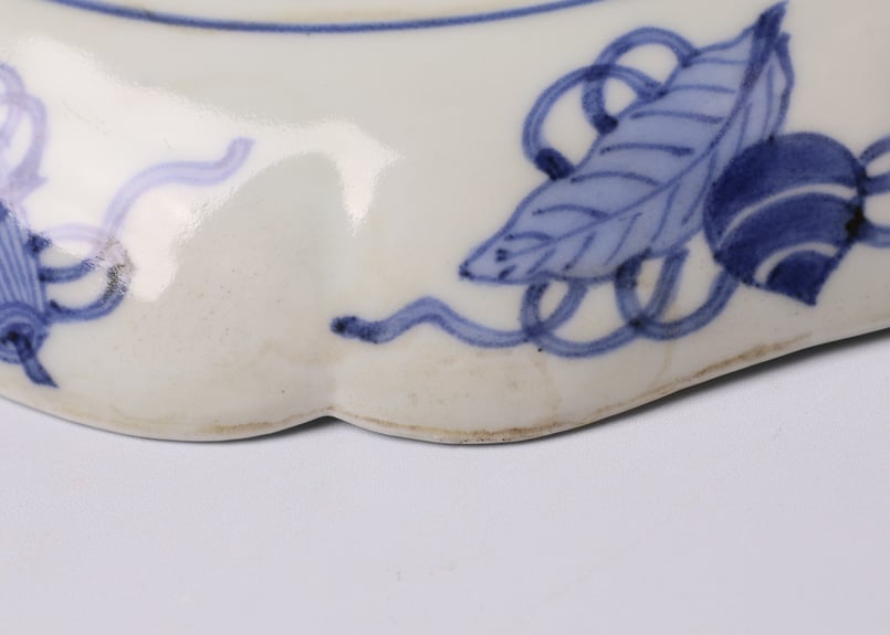 098 染付 水仙 藤 菊 古伊万里 七寸皿 | あさい骨董店