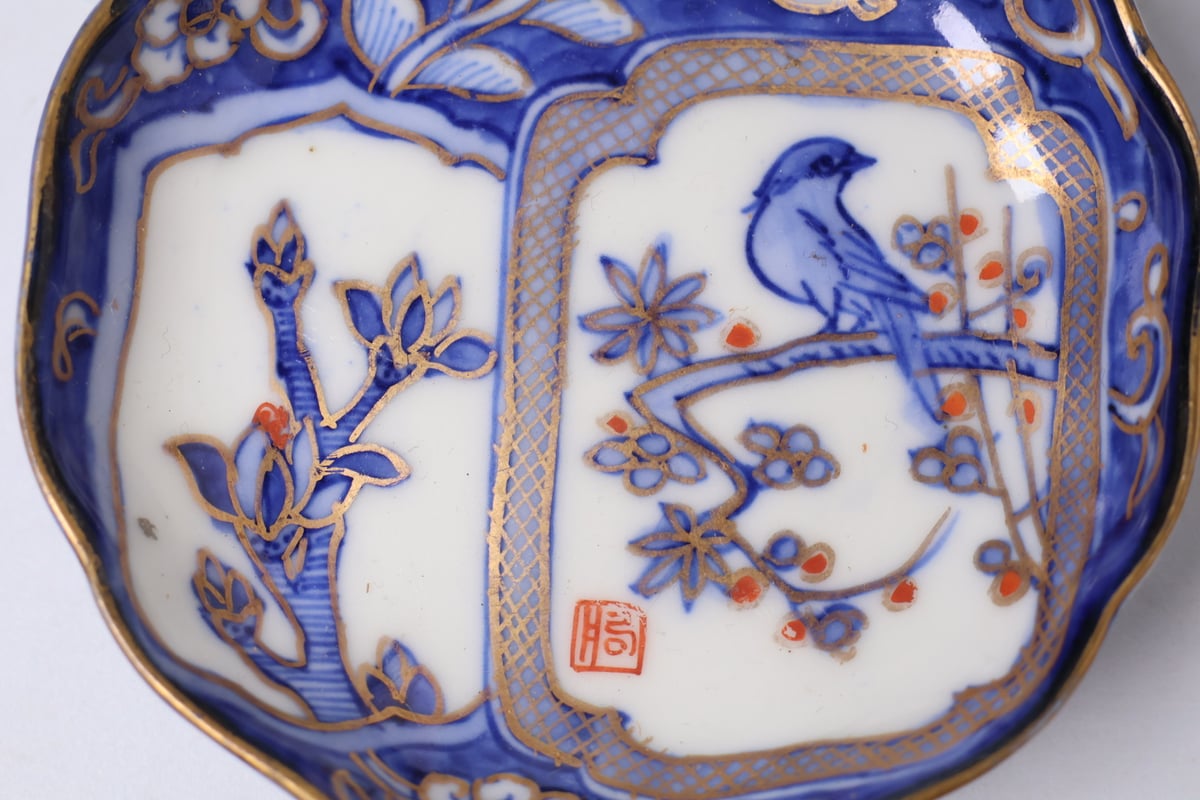 175 色絵 伊万里焼 花 鳥 通り物 豆皿 | あさい骨董店