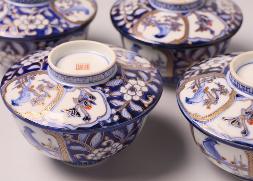 179 色絵 伊万里焼 花 鳥 通り物 蒸茶碗 | あさい骨董店
