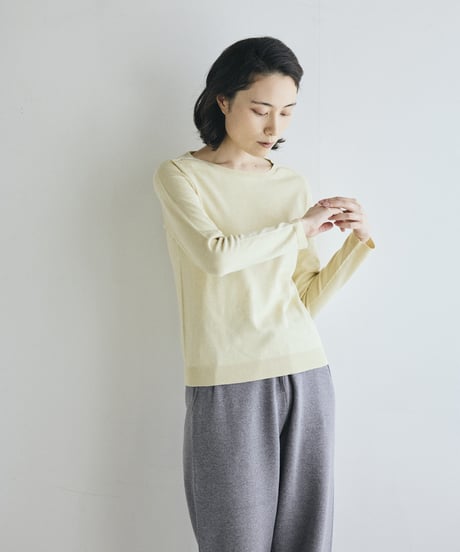 【ladies】ボートネックプルオーバー　あまぐも（khaki gray）