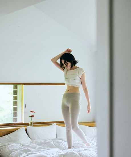 【ladies】ハイウエストレギンス　あまぐも（khaki gray）